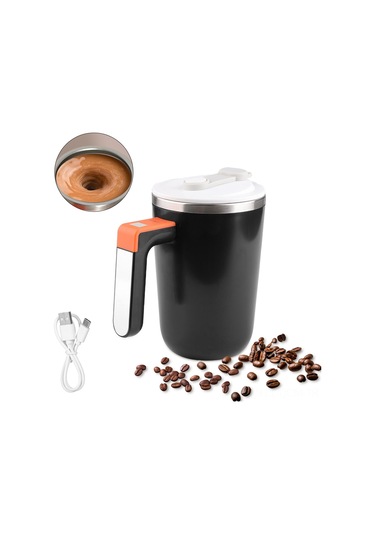 Qingmipy 300ml Şarj Edilebilir Manyetik Karıştırma Bardak, 304 Paslanmaz Çelik, Su Geçirmez, Ofis/okul/spor Salonu İçin Siyah