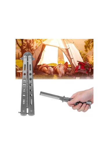 Xindoker Güvenli Uygulama Bıçaklı Tarak - Gümüş Renkli, Uçsuz, Dış Mekan Aktivitesi Ve Spor İçin Eğitim Aracı Gümüş