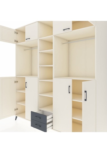 Kronos Dolap 14 Raflı 2 Çekmeceli 2 Askılı 220x59x243 Aytaşı-aytaşı/antrasit Aytası/antrasıt