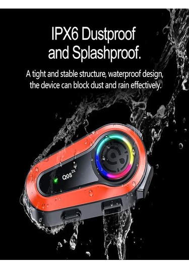 Q0082X Ipx6 Su Geçirmez Rgb 1 KM 2 Kişi İnterkom/Fm Radio Motosiklet Kask Kulaklık