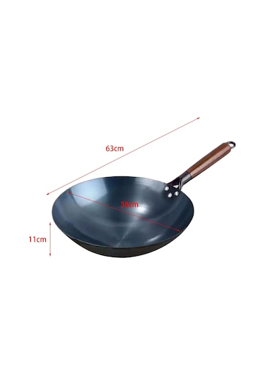 Dökme Demir Wok, Kızartma Tavası, Yuvarlak Tabanlı Kaplamasız, Yapışmaz 38cm