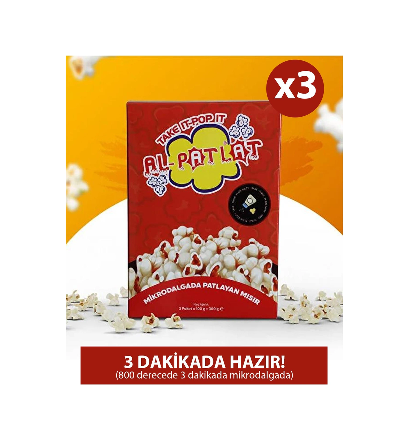Al-patlat Mikrodalgada Patlayan Mısır 3x100 Gr 3 Adet