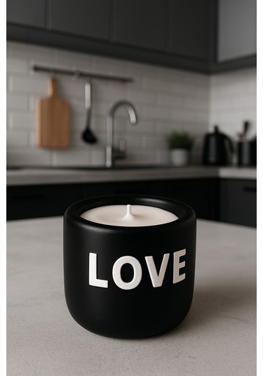 Dekoratif Kokulu Mum Love Siyah