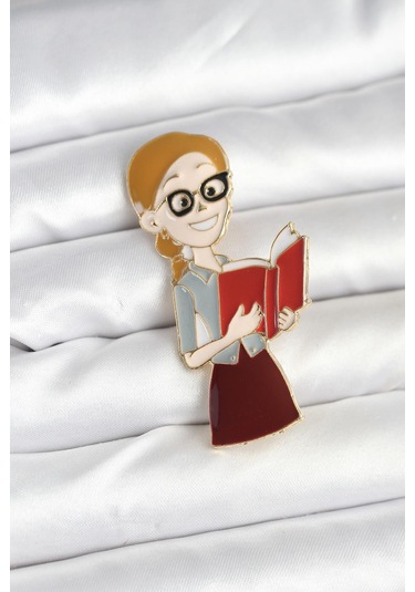 Öğretmen Figürlü Broş Çok Renkli