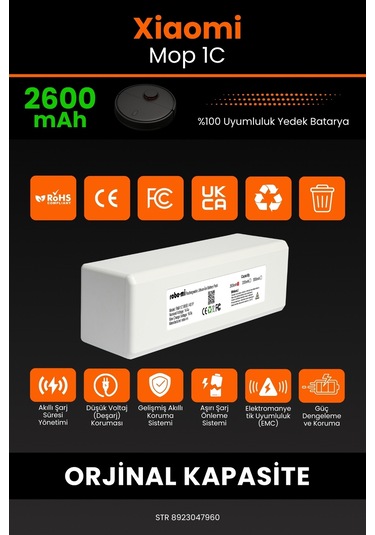 Xiaomi Mi Vacuum Mop 1c Uyumlu 2600.mah Batarya