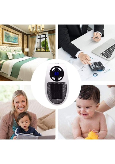 Konesam Ev Ve Ofis Kullanıma Uygun Kompakt Soketli Isıtıcı - 2 Seviye Ayarlı, 1-12 Saat Zamanlayıcı, Led Ekranlı Ve Uzaktan Kumandalı Beyaz Avrupa Standartı