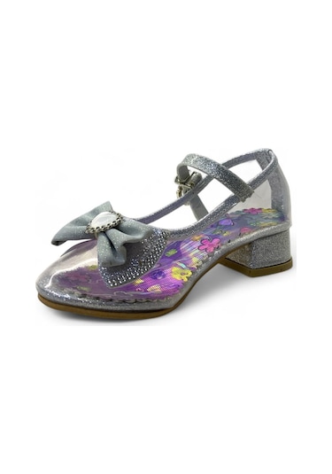 24012 Kız Çocuk Topuklu Abiye Ayakkabı Gümüş