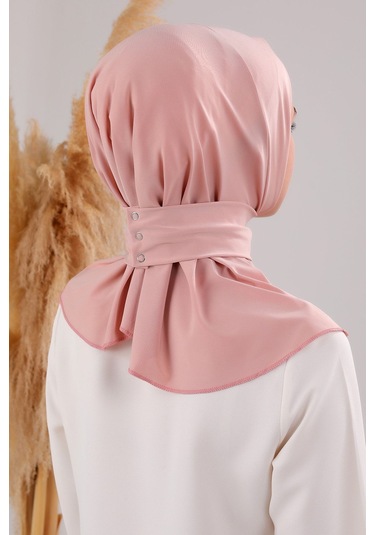 Kadın Tesettür Pratik Çıtçıtlı Sandy Deniz Havuz Uyumlu Fular Hazır Bone Pudra Pudra