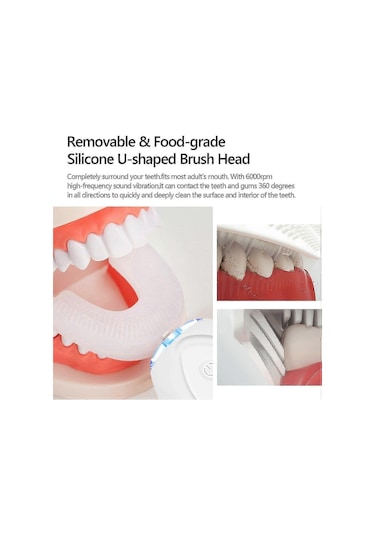 U Şeklinde Elektrikli Diş Fırçası Yetişkinler Ipx7 Su Geçirmez 360 Derece Şarj Edilebilir Otomatik Diş Fırçası