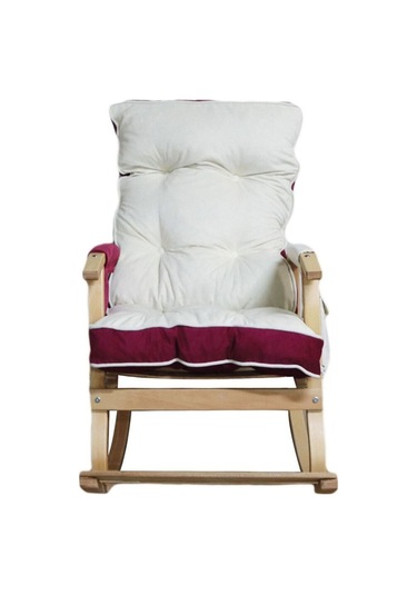 Padişah Lüx Ahşap Çift Minderli Çift Cepli Sallanan Sandalye Bordo - Krem