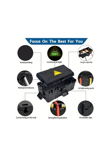Willowhaven Siyah Orta Boy Elektrik Kutusu 10.6x5.7x5in 6 Girişli Kablo Koruması