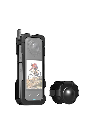 Geeroyoo Insta360 X4 Uyumlu Alüminyum Alaşımlı Hareketli Kamera Kafesi Ve Silikon Lens Kılıfı