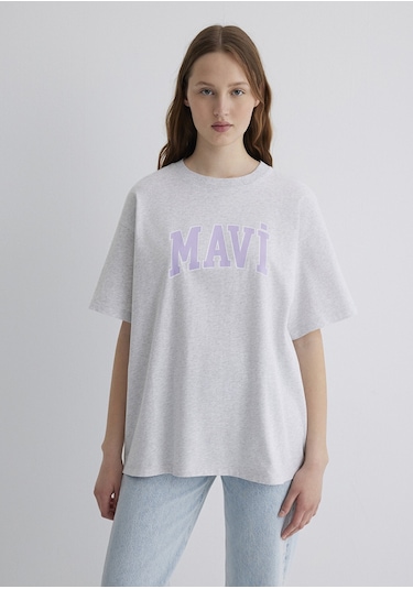 Mavi - Mavi Logo Baskılı Gri Tişört 1600843-85438 Gri