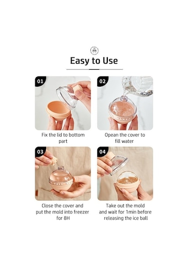 Novahub Şeffaf Kapaklı Su Seviyesi 2.4 İnç Buz Topu Seti - 4 Renk Seçenekli Çok Renkli