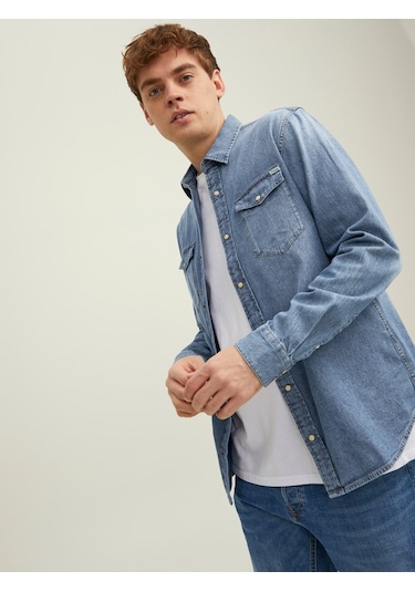 Jack & Jones Denim Gömlek- Sheridan 12138115 - 1 Medium Blue Denim