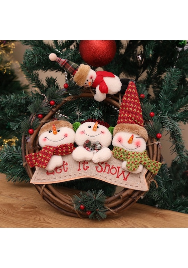 Noel Rattan Çelenk Dekorasyon Kolye Kardan Adam Tarzı 024