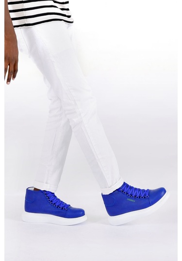 Pabucmarketi Bağcıklı Erkek Sneaker Bot Saks Mavi Mavi