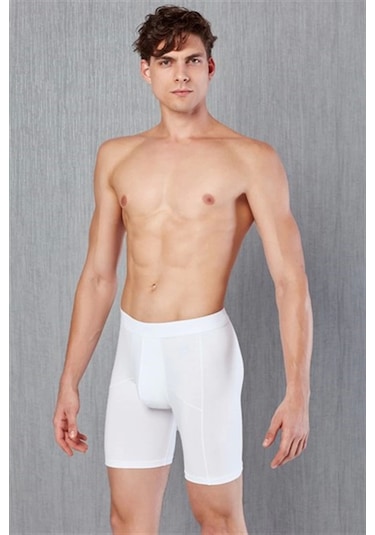 Erkek Pamuklu Uzun Paça Boxer 1792p Beyaz