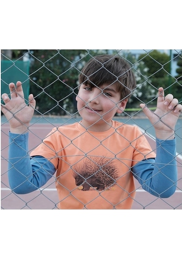 Uzun Kol Pamuklu Tişört Turuncu Mavi Punky Animals 2022-B-0006