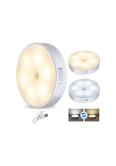 Unichrome 2 Renk Hareket Sensörlü USB Şarj Edilebilir Gece Lambası Çok Renkli