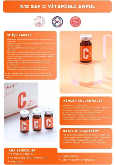 Celleanser C Vitaminli Leke Karşıtı ve Aydınlatıcı Peptitli Serum 30 ML