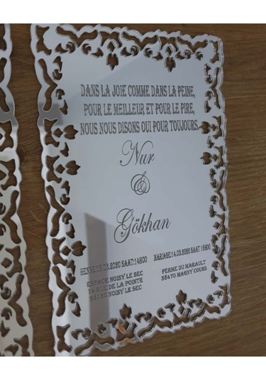 Hdrlazerdizayn Ayna Pleksi Ve Şeffaf Pleksi Işlemeli Davetiye