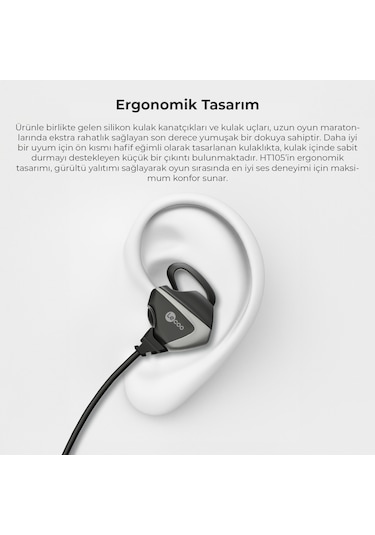 Lecoo HT105 Kablolu 3.5mm Jacklı Çıkartılabilir Mikrofonlu Kulak İçi Gaming Kulaklık