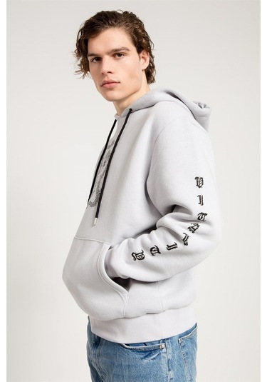 Jahr Marc Dragon Baskılı Gri Oversize Erkek Sweatshirt Gri