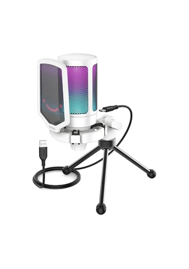 Fifine Ampligame A6V RGB USB Mikrofon Beyaz