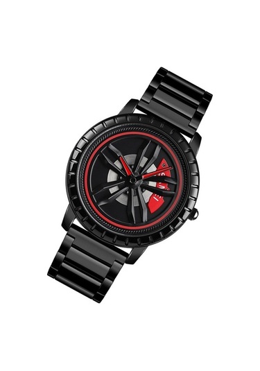 Novahub Skmeı 1634 Erkekler Su Geçirmez Kırmızı Kuvars Saat Siyah Çelik Kemer Çok Renkli Çok Renkli