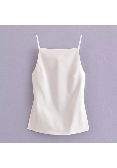 Traf Kolsuz Kadın Tank Üst Siyah Seksi Backless Parti Kısa Sapan Topswhıtelkumaş Whıte