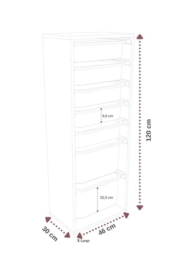 %100 Mdf - Xl Mono 7 Sepetli Oyuncak Dolabı Beyaz