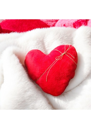 Sevgililer Günü Kırmızı Kalp Yastık 38x38
