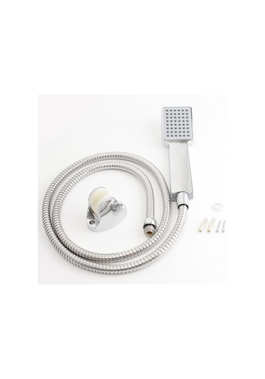 Lebıhmurah Bf348 Faydalı Araçlar Duvara Monte Duş Başlıkları Seti Banyo Abs Kaplama Su Tasarruflu Kare El Tutacağı Gümüş