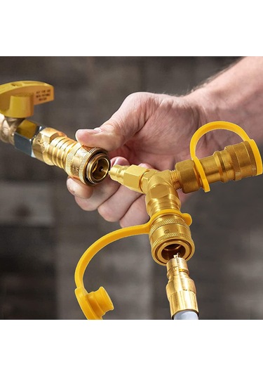 Samdoo 3/8 İnç Bakır Gaz Y Bölücü, Hızlı Bağlantı Adaptörü - Barbekü, Jeneratör, Bahçe Isıtıcı, Pizza Fırını İçin, Kaçak Gider, Güvenli Kullanım Çok Renkli