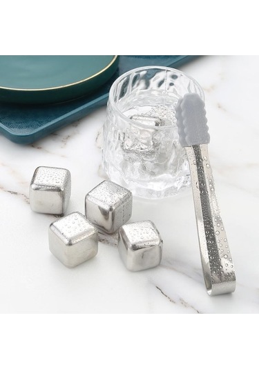 Didadodo 304 Stainless Steel Ice Cubes Food Grade Ice Trays Set For Drink Beer Vodka Paslanmaz Çelik Buz Küpleri Gıda Sınıfı Dondurulmuş Buz Tartar Seti İçecek Bira Viski Buz Küpleri Metal Buz Küpleri 8 Gümüş