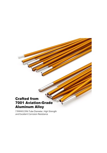 Springsun 7.9mm 7001 T6 Aluminyum Çadır Direkleri - 3.6m, Katlanabilir, Korozyon Direnci, 2 Adet Sarı Set Çadır Aksesuarı Çok Renkli