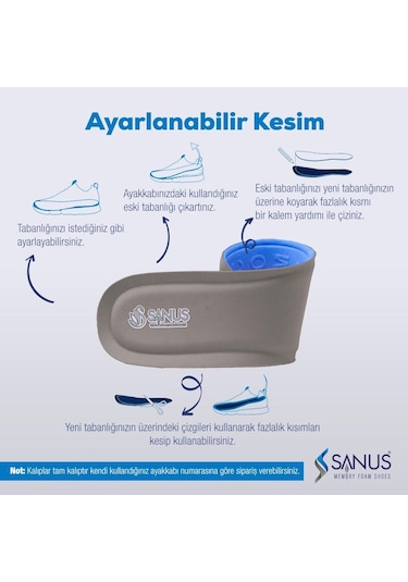Sanus 100 Model Memory Foam Topuk Dikeni Hava Yastıklı Ortopedik Tabanlık