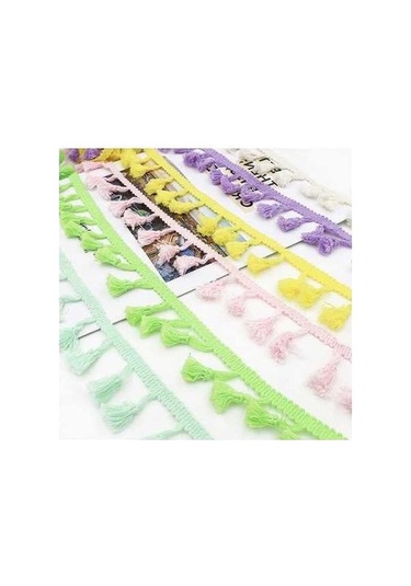 Flybuy 25 Metre 4.5 Cm Pamuklu Süpürge Dantel Kurdele, Etnik Püskül, Dıy Perde, Ev Dekoru, Giyim Aksesuarı, Kırmızı Renk