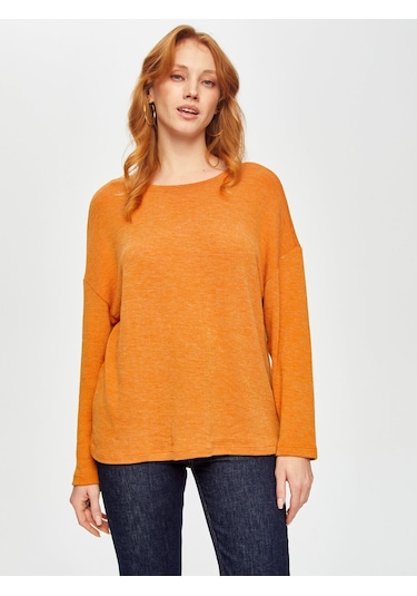 Triko Görünümlü Sweatshirt 69154 U6915461 Orange