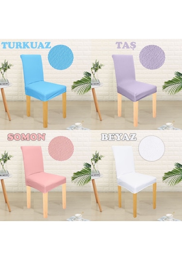 Bal Peteği Likralı Kumaş Yıkanabilir Tekli Sandalye Kılıfı-Örtüsü