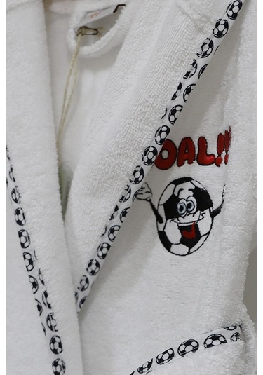 Ecocotton Funny Football Erkek Çocuk Bornoz Beyaz