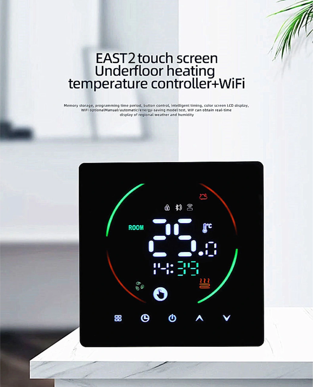 Dofolink East2-16a Siyah Akıllı Isıtma Termostati, Wıfı İle Uzaktan Kontrol, Nem Ve Hava Durumu Göstergeli, 16a Elektrikli Yeraltı Isıtma İçin