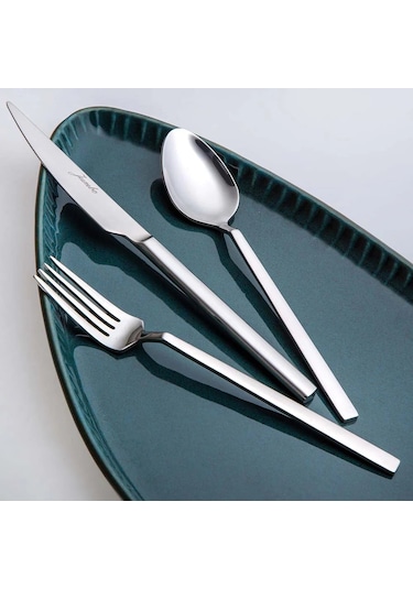 Jumbo 1800 24 Parça 6 Kişilik Tatlı Çatal Kaşık Bıçak Takımı GÜmüş