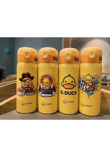 Jzcat Kaldırma Halkalı Küçük Sarı Ördek Paslanmaz Çelik Çocuk Termos Bardak Seviml Karikatür Bezelye Fincan Termos Bardak 50772904