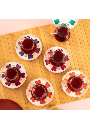 Perotti 17901 Beyoğlu 12 Parça 6 Kişilik Çay Seti Çay Takımı Renkli