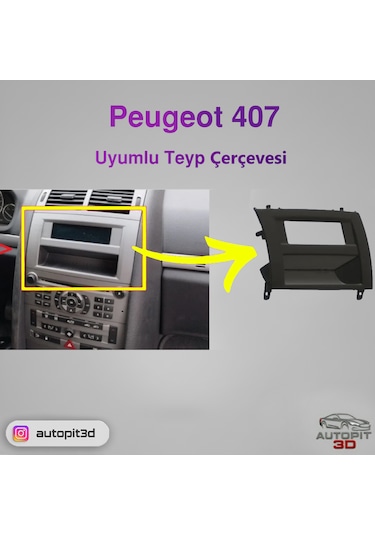 Autopit 3d Peugeot 407 Uyumlu Teyp Çerçevesi