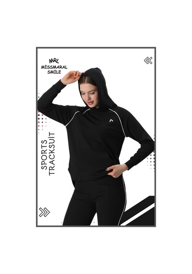 Kadın Spor Eşofman Takım İspanyol Paça Çift Cepli Alt &kapüşonlu Kanguru Cepli Üst Siyah Byz 3053 Siyah Kadın Spor Eşofman Takım İspanyol Paça Çift Cepli Alt &kapüşonlu Kanguru Cepli Üst Siyah Byz 3053 Siyah