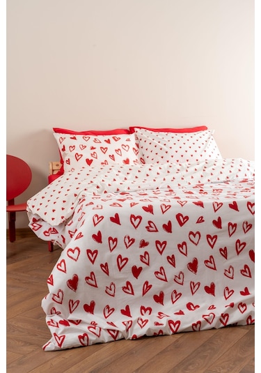Soley Mix & Match Lover %100 Pamuk Çift Kişilik Nevresim Seti Kırmızı