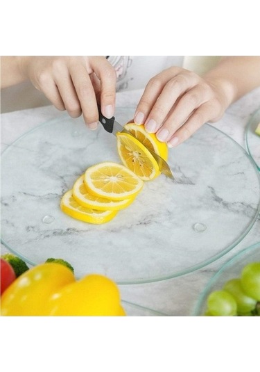 Fastbuy Şeffaf Akrilik Yuvarlak Kesme Tahtası, 30x30x0.3cm, Kaymaz Mat, Kullanışlı Yuvarlak Kesim Ürünü Diğer